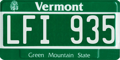 VT license plate LFI935