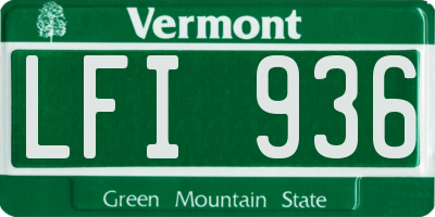 VT license plate LFI936