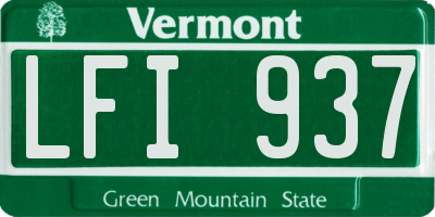VT license plate LFI937