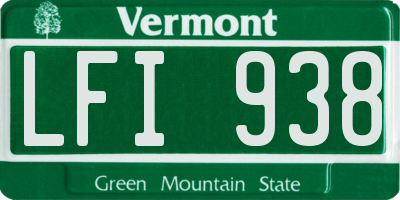 VT license plate LFI938