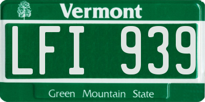 VT license plate LFI939