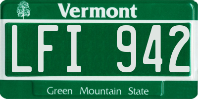 VT license plate LFI942