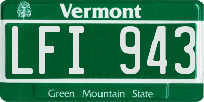 VT license plate LFI943