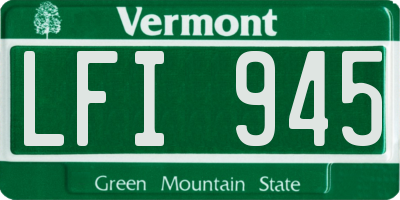 VT license plate LFI945