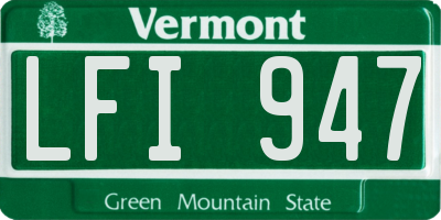 VT license plate LFI947