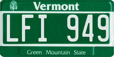 VT license plate LFI949