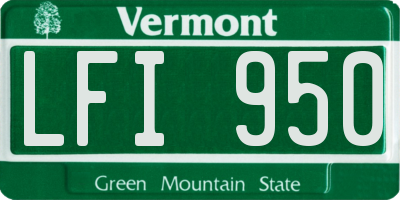 VT license plate LFI950