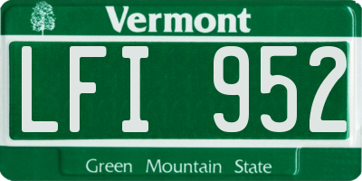 VT license plate LFI952