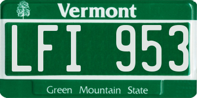 VT license plate LFI953