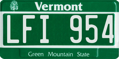 VT license plate LFI954