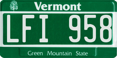 VT license plate LFI958