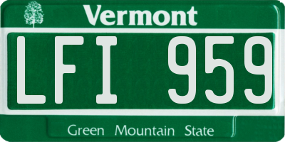 VT license plate LFI959