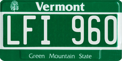 VT license plate LFI960