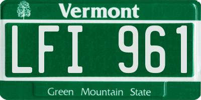 VT license plate LFI961