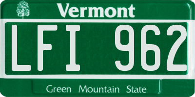 VT license plate LFI962