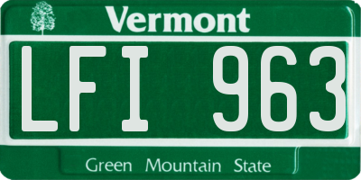 VT license plate LFI963