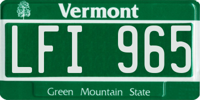 VT license plate LFI965