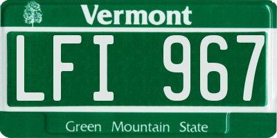 VT license plate LFI967