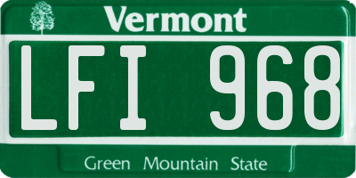 VT license plate LFI968