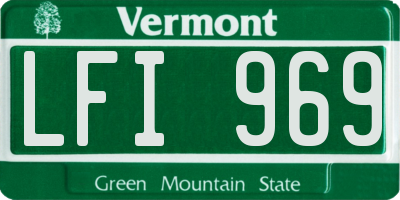 VT license plate LFI969
