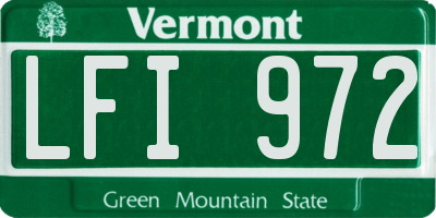 VT license plate LFI972