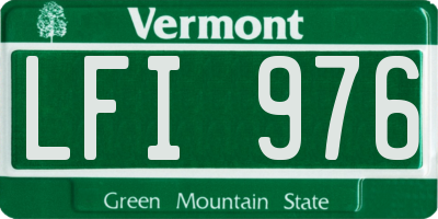 VT license plate LFI976