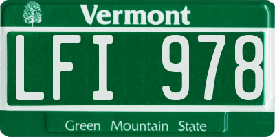 VT license plate LFI978