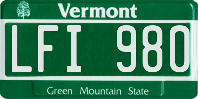 VT license plate LFI980