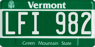 VT license plate LFI982