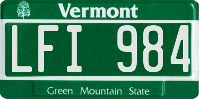 VT license plate LFI984