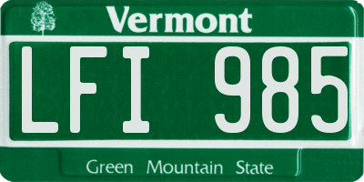 VT license plate LFI985
