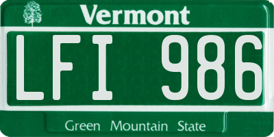 VT license plate LFI986