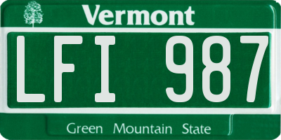 VT license plate LFI987