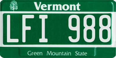 VT license plate LFI988