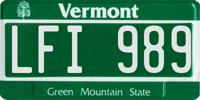 VT license plate LFI989