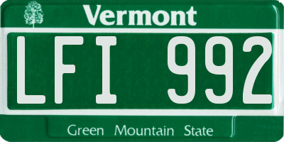 VT license plate LFI992