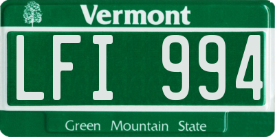 VT license plate LFI994