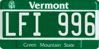 VT license plate LFI996