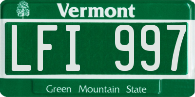 VT license plate LFI997
