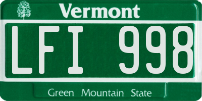 VT license plate LFI998