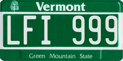 VT license plate LFI999