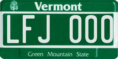 VT license plate LFJ000