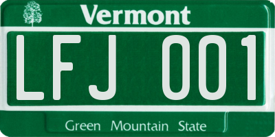 VT license plate LFJ001