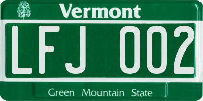 VT license plate LFJ002