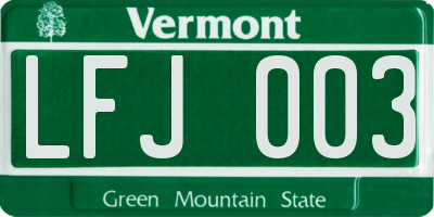 VT license plate LFJ003