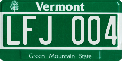 VT license plate LFJ004
