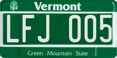 VT license plate LFJ005