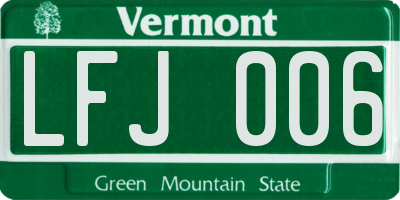 VT license plate LFJ006