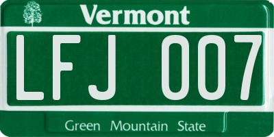 VT license plate LFJ007