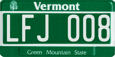 VT license plate LFJ008